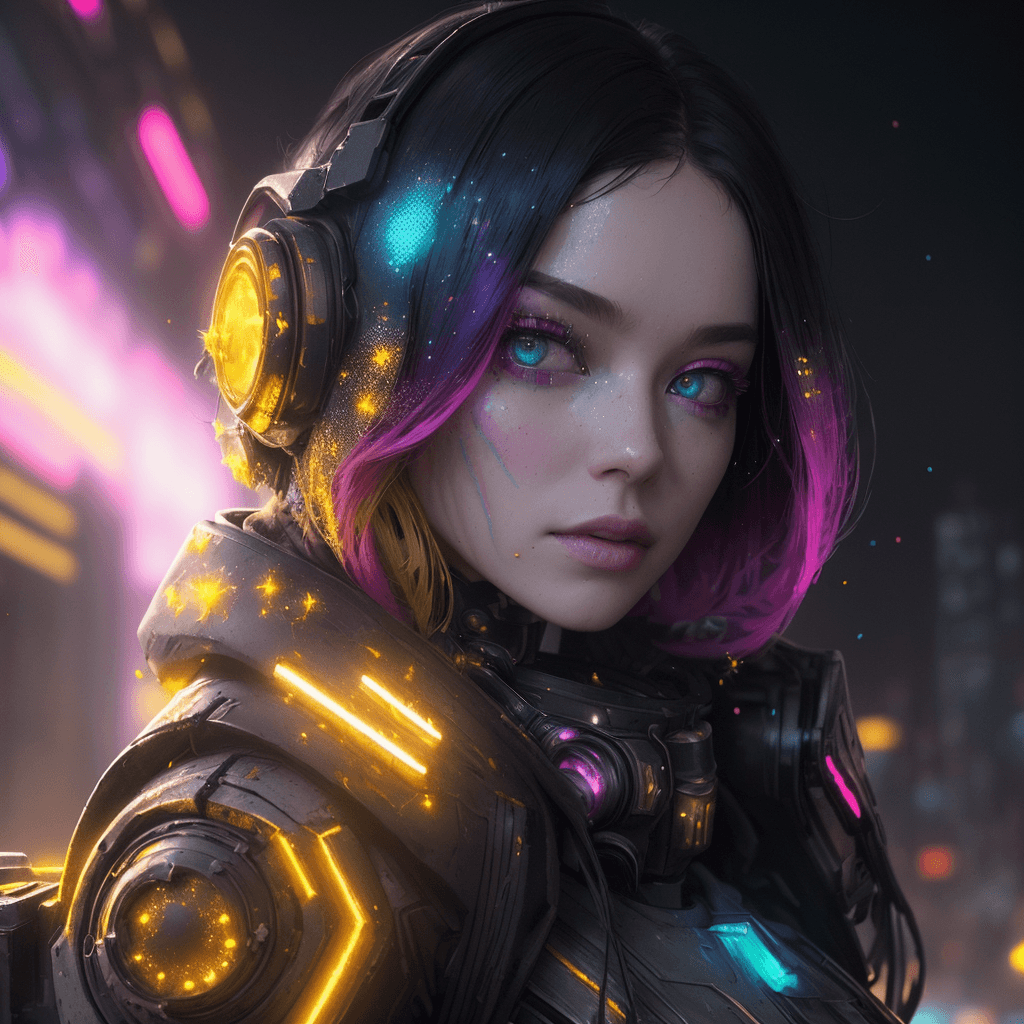 AI generated: by_Brandon_Woelfel,((Acid colors dust particles, 64K, expressive brush strokes, deep yellow explosio...