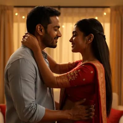 AI generated video: indian couple kissing