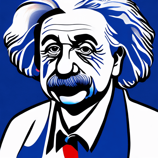 AI generated: Duotone portrait illustration of albert einstein, blue and red color