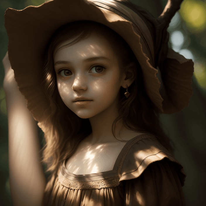 AI generated: Girl - portrait - photo
daylight - tree -Rembrandt Light
Beautiful-shiny skin-Rembrandt Light