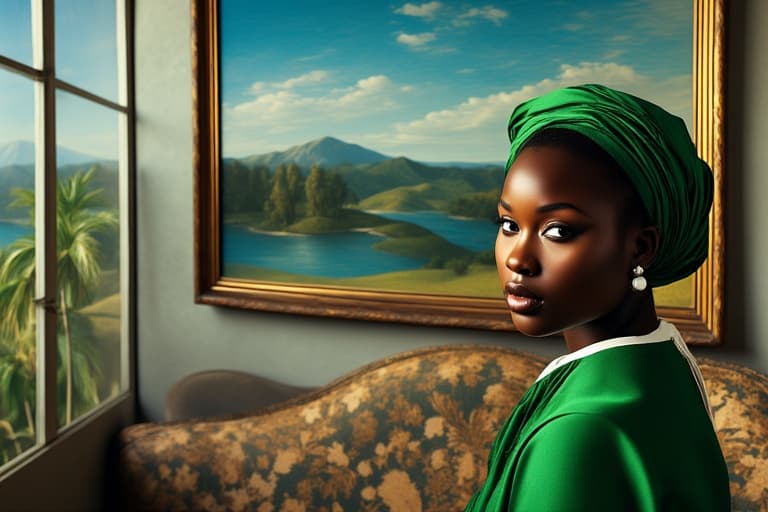 AI generated: aesthetic 11,  The image shows the picture "Girl with a pearl earing" painted by Johannes Vermeer, T...