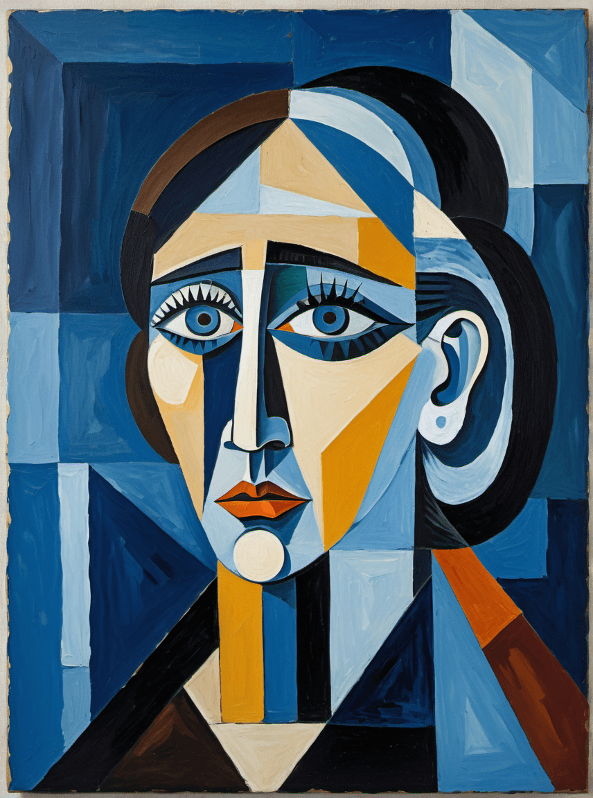AI generated: old woman, paper cut collage, oil on canvas, by (Pablo Picasso:1.0) and (Claude Monet:1.3), cubism, ...