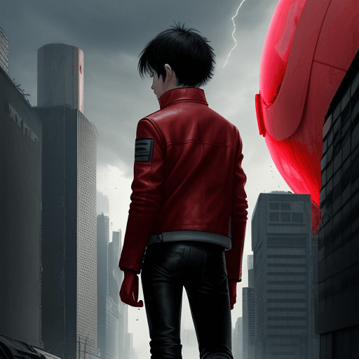 AI generated: 
"Describe an adolescent walking forward on the cover of the movie 'Akira'. The young person wears a...