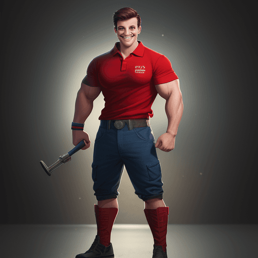 AI generated: High resolution character design from young electricist | full body | smiling | left hand thumb up |...