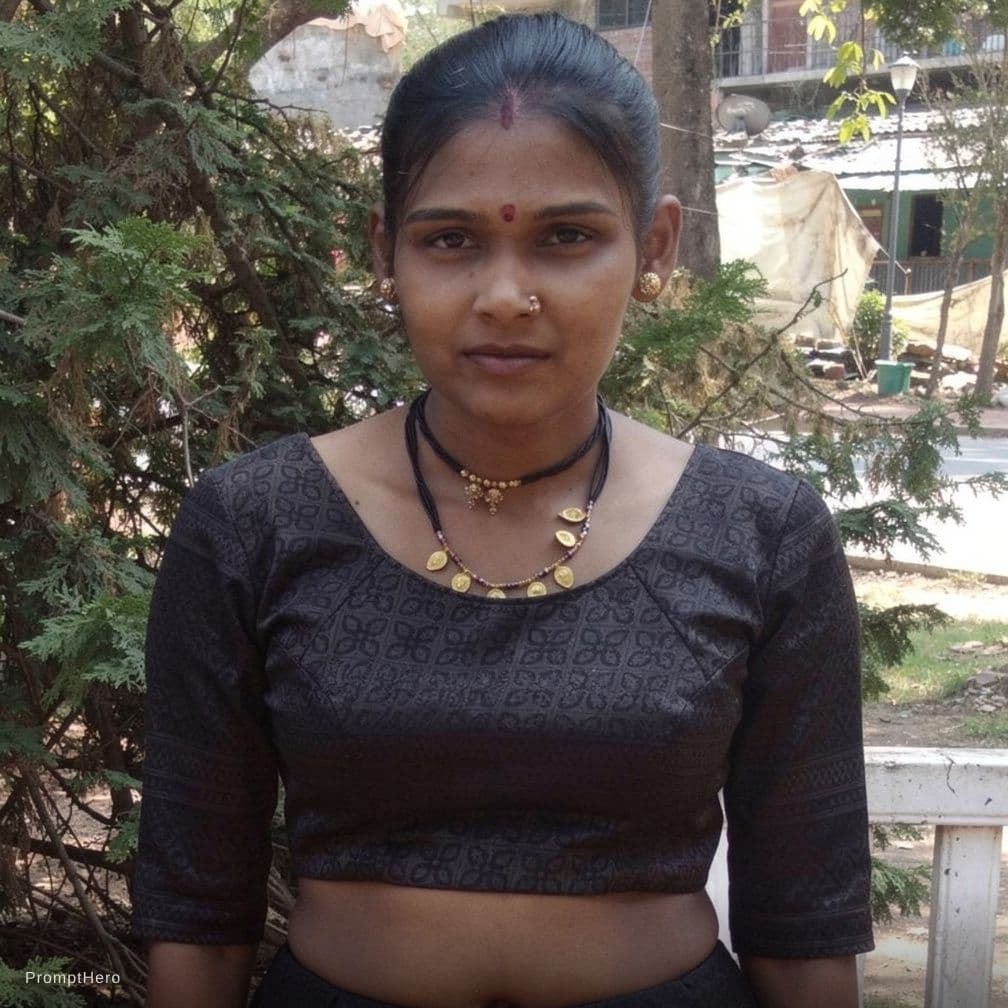 AI generated: Make the saree a sleeveless and the blouse very deep cut to show cleavage and also make the pallu ve...