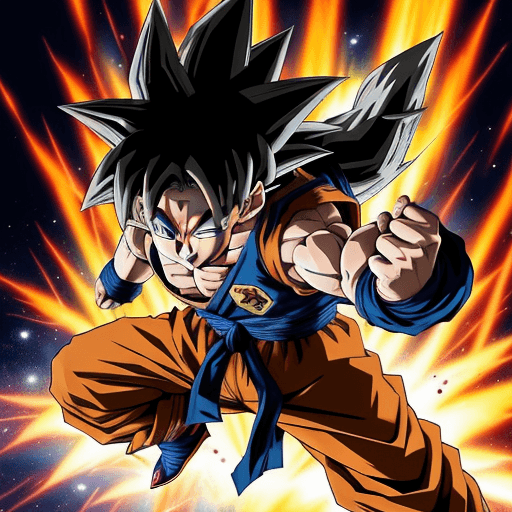 AI generated: Goku Anime doing a Kame hame ha super Sayian dragon ball z style 
