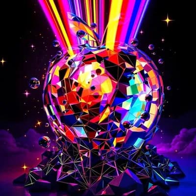 AI generated video: Image is a full-length surreal abstract concept art sculpture, crazy zany, highly polished glowing a...