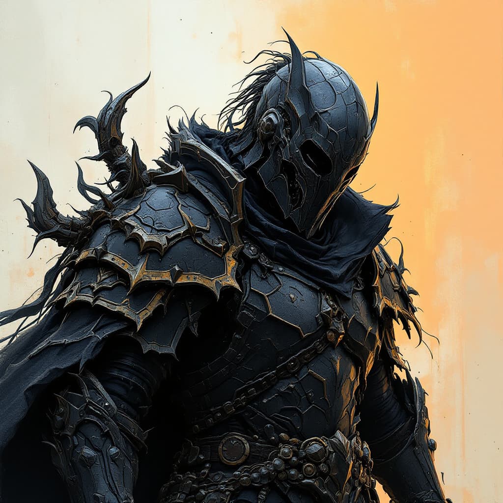 AI generated: a warrior with black metal armory