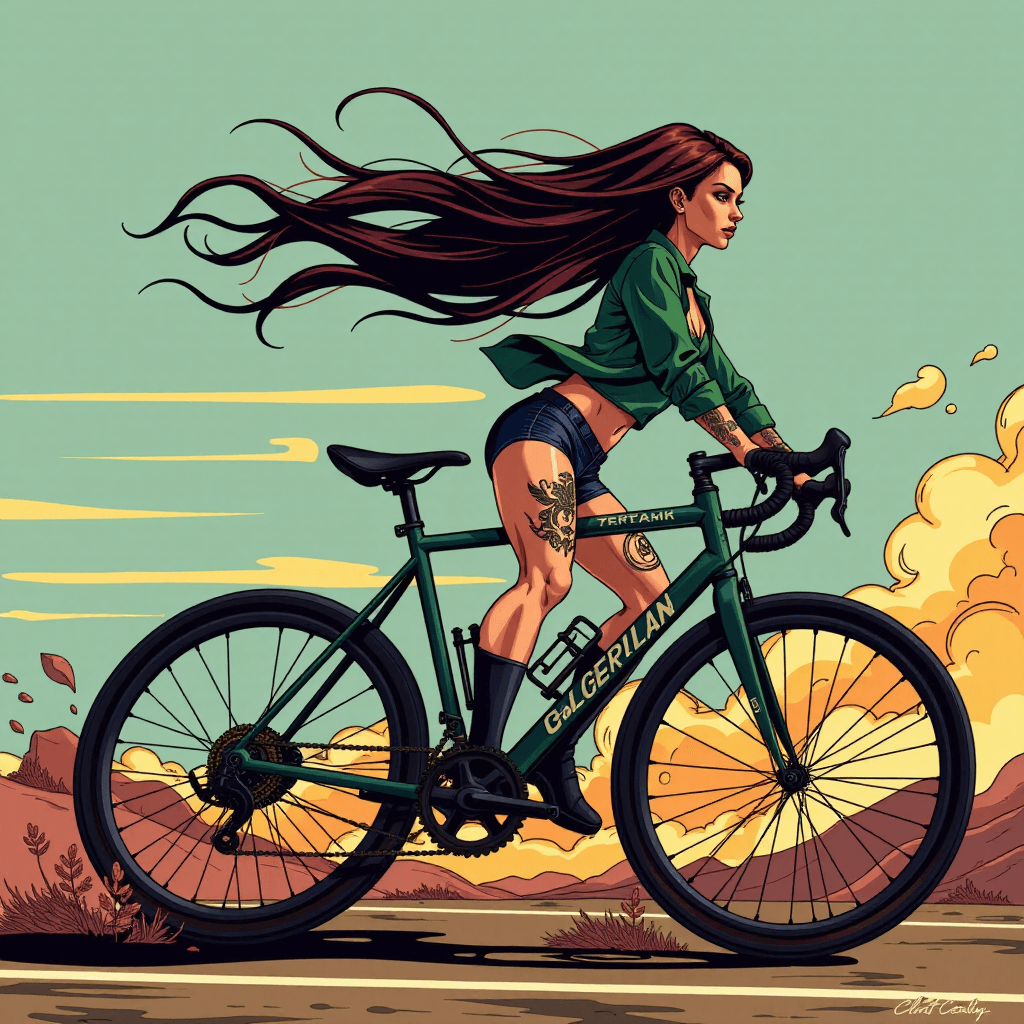 AI generated: Ein Fahrrad in Bewegung, eingefangen mit den dynamischen, energiegeladenen Linien und der Zersplitte...