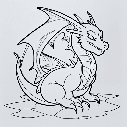 AI generated: coloring book for kids happy fire baby dragon draw just the lines the image fit the canvas
