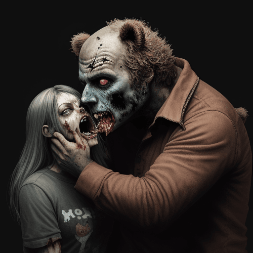 AI generated: zombie eating a bear