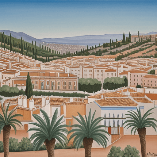 AI generated: hand painted of malaga landscape
