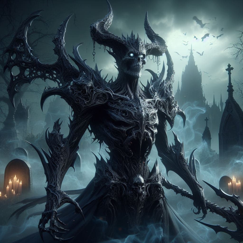 AI generated: Gravelord Azir: Capture the dark and ominous form of Gravelord Azir in a hyper-realistic photograph ...