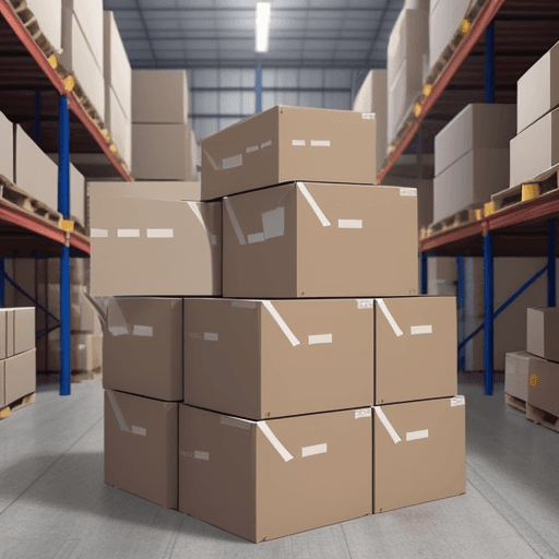 AI generated: Generate an image for a delivery companies' website with a large number of parcels in a warehouse