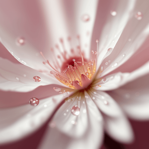 AI generated: A captivating close-up image of a single, suspended water droplet, containing a delicate cherry blos...