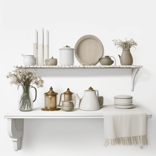 AI generated: A mixture of homewares, with white background
