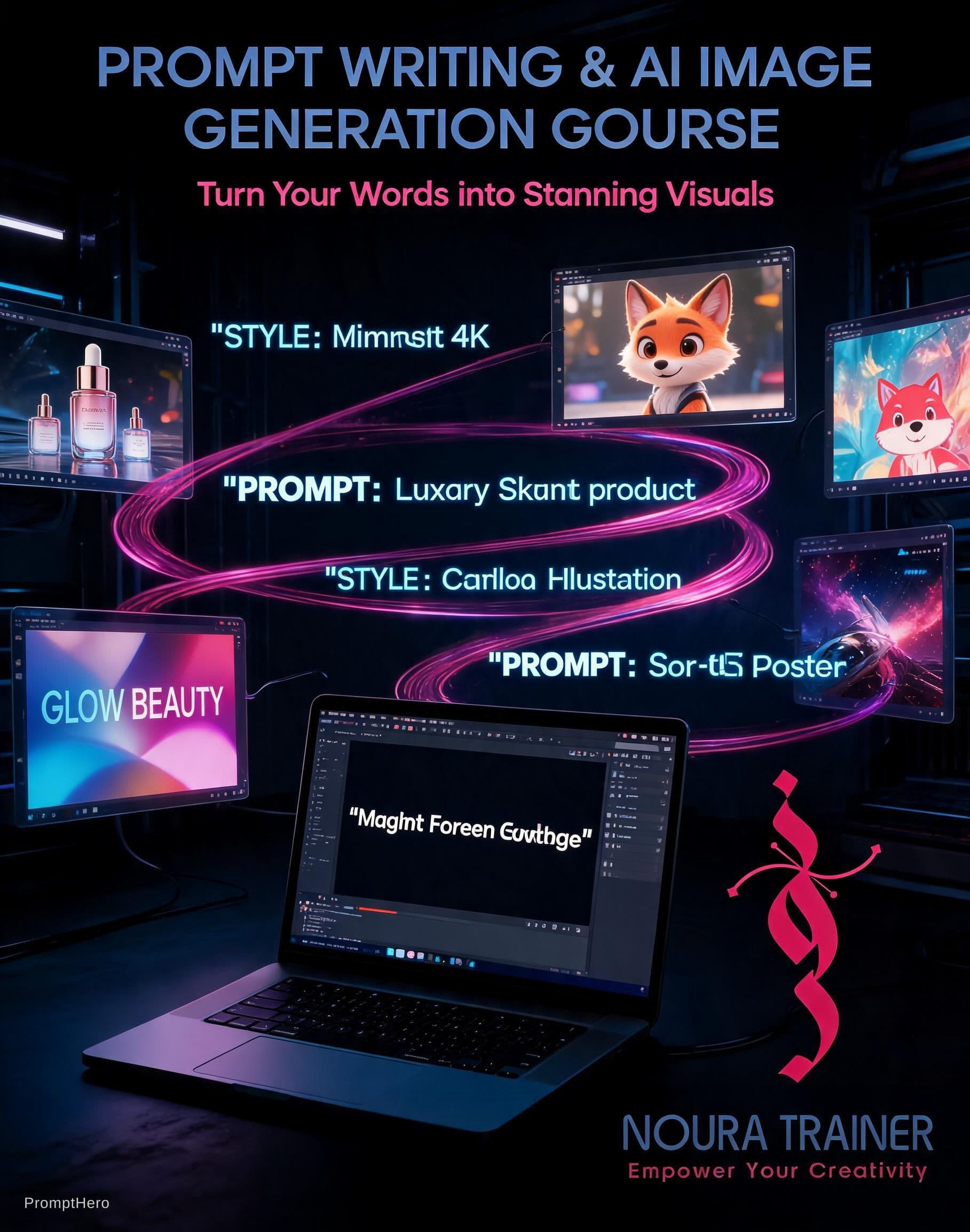 AI generated: {
  "project_type": "premium course advertising poster",
  "course_topic": "Prompt Writing and AI Im...