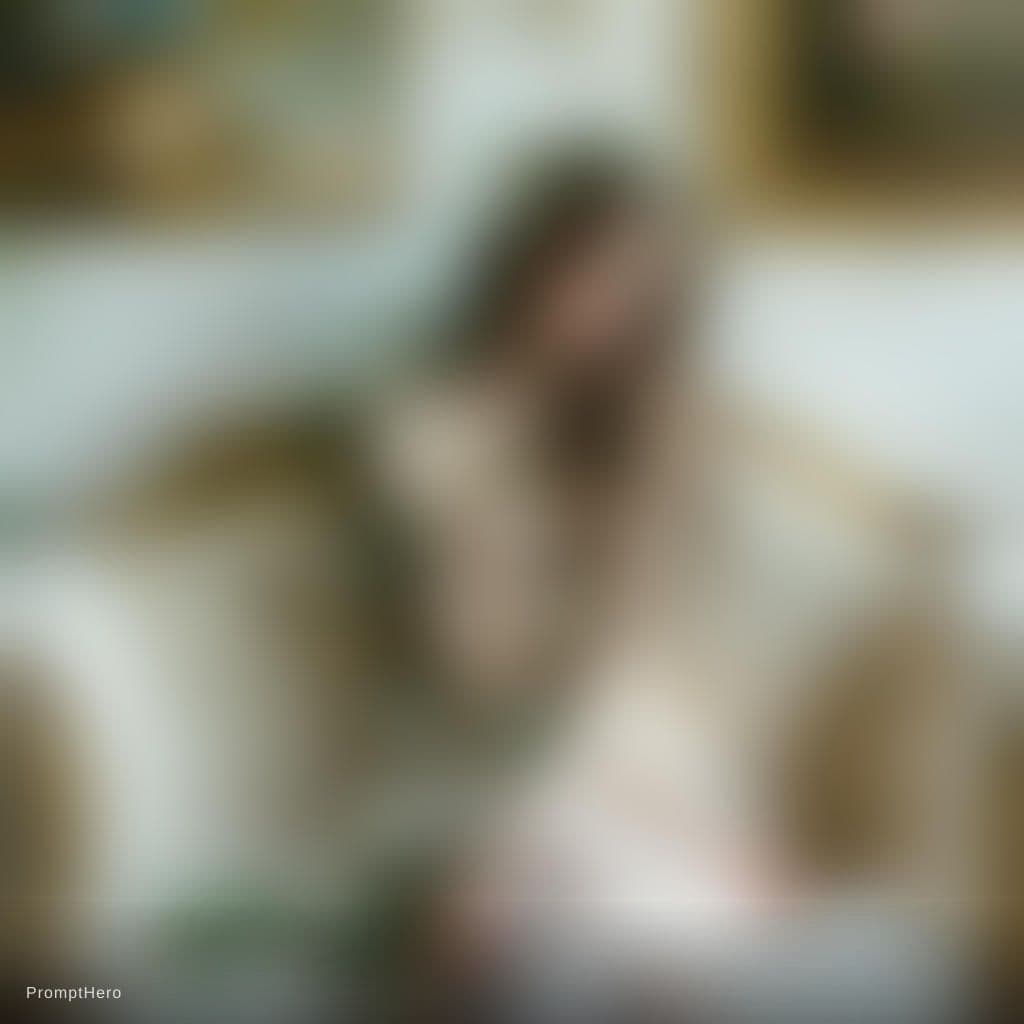 AI generated: A stunning, ethereal portrait of a beautiful young woman with long, wavy brown hair, sitting gracefu...