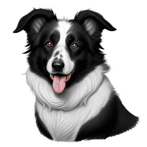 AI generated: illustration of a dog, old engraving style, pen drawing, black and white, no color, race is "border ...