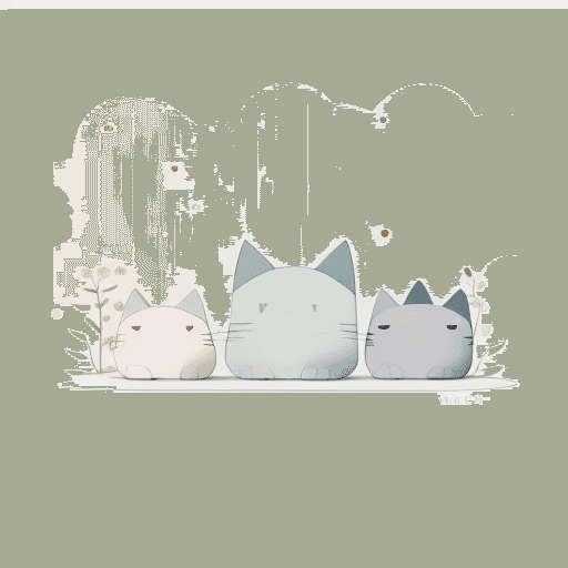 AI generated: A cute [ cat ] clipart, organic forms, in the style of Jon Klassen, desaturated light and airy paste...