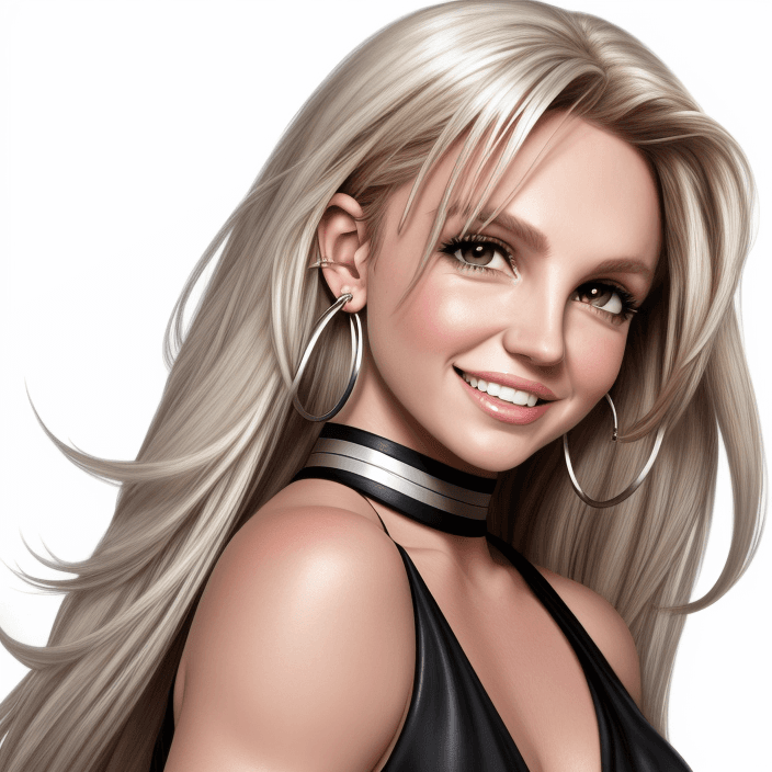 AI generated: Britney Spears, cartoon, semi realistic, 4k, HD headshot, facing camera, looking into camera, big sm...