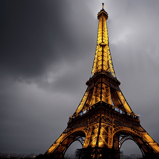 AI generated: Eiffel tower under the rain
