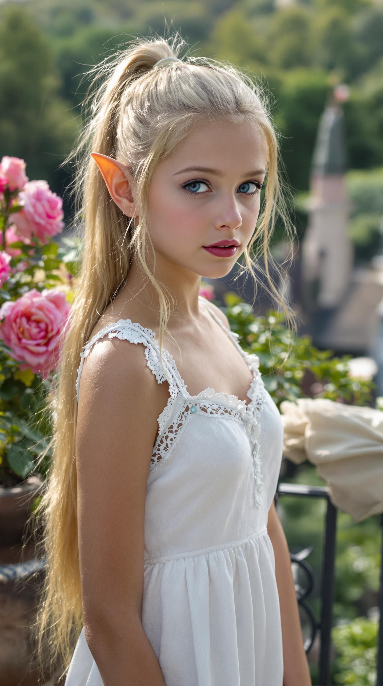 AI generated: a professional photo of a exceptionally beautiful girl in the world (age 11), (eleven year old) shor...
