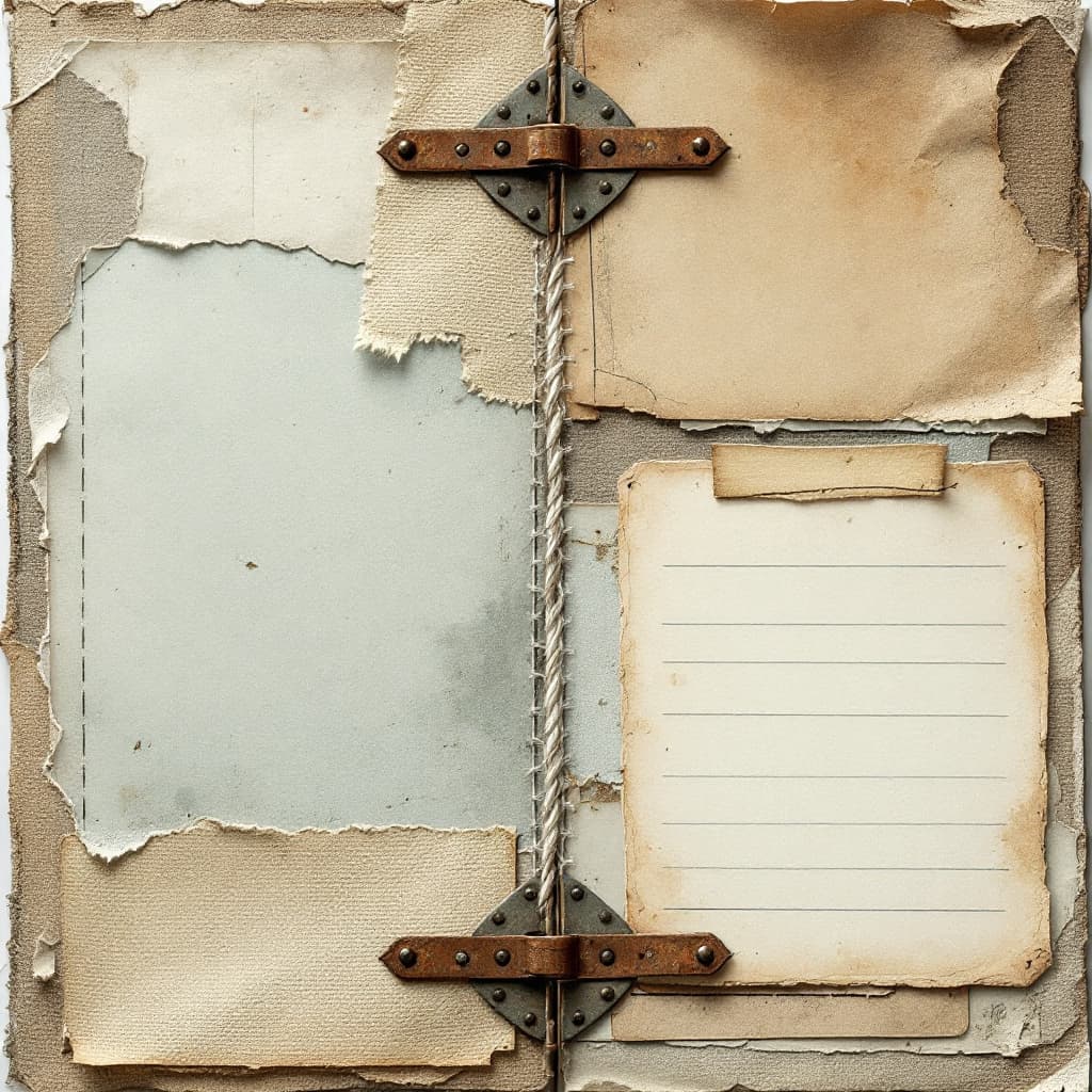 AI generated: "Daily page design with vintage aesthetics and mixed techniques. The page features overlapping eleme...