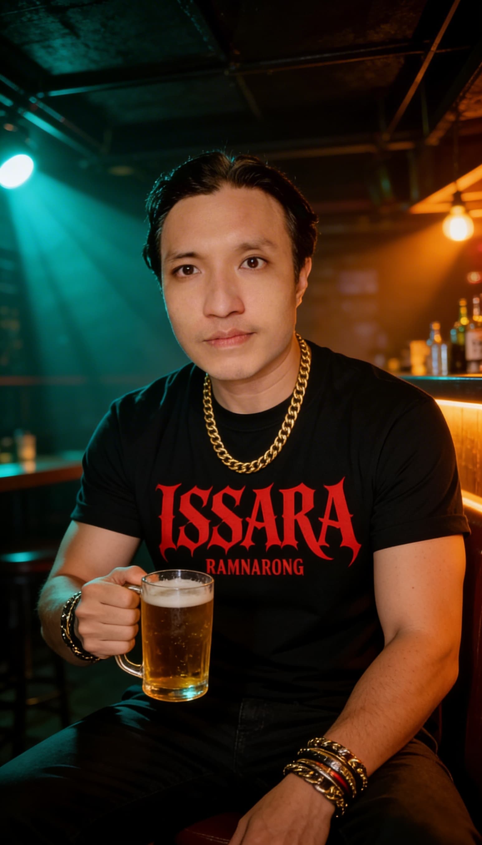 AI generated: Masterpiece, hyper realistic portrait of a smart man (use reference photo) with flawless glowing ski...