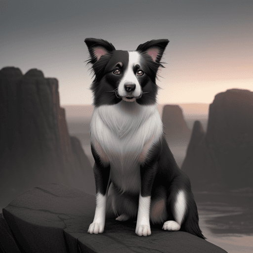 AI generated: Photo of a ultra realistic de un perro border collie color blanco negro, donde predomine mas el negr...