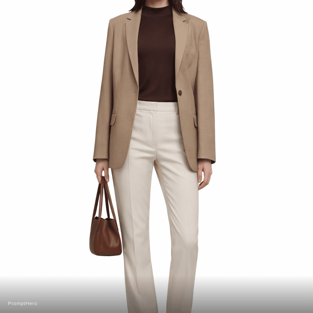 AI generated: The brown top, I want a business casual outfit, is this too to casual or is it good and what should ...