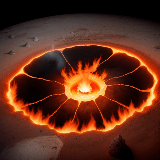 AI generated: High resolution photography of the darvaza gas crater, with live flames burning