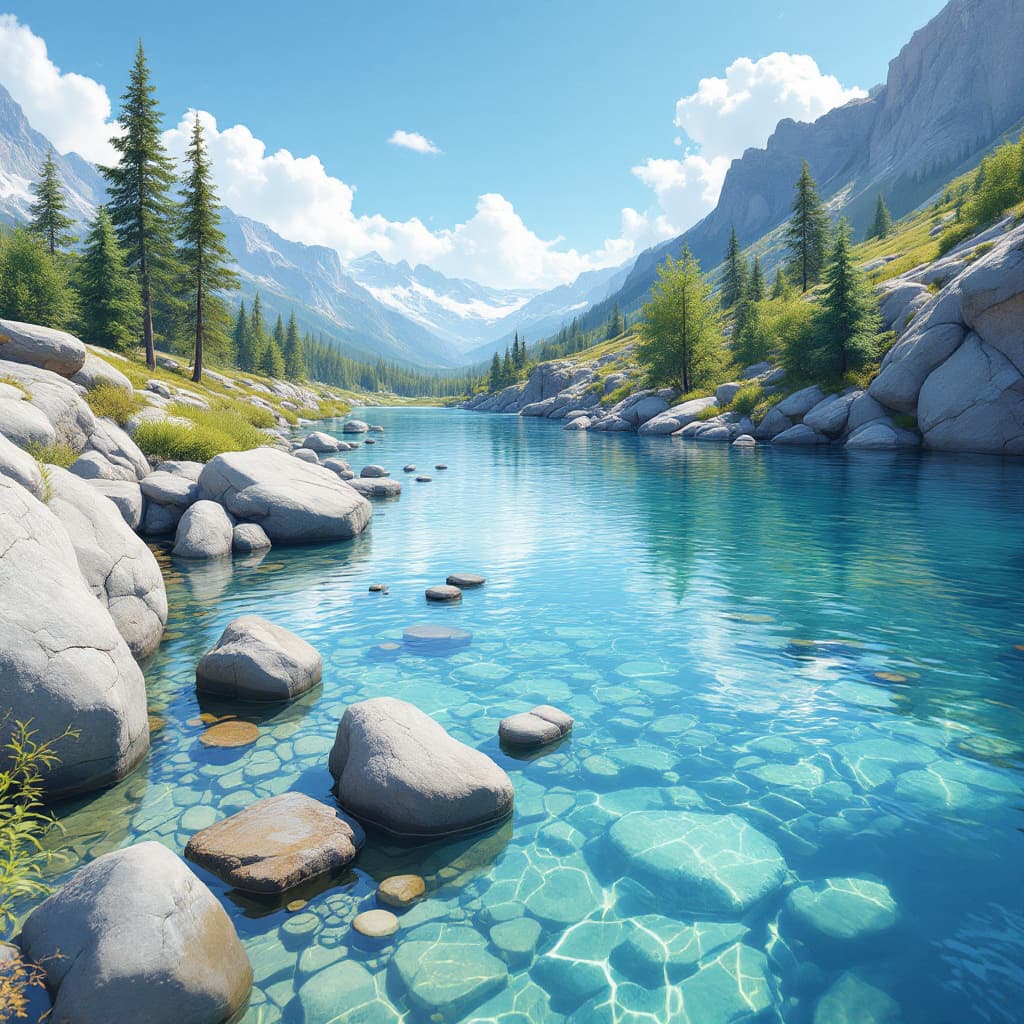 AI generated: Surrealism Simplicity of a crystal clear river --ar 68:128 --stylize 750 --v 5.2