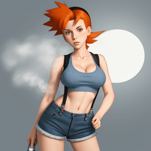 AI generated: (best quality, masterpiece), 1girl, Misty from Pokémon, pokeball, fog, (cartoon: 1.5), thong, busty,...