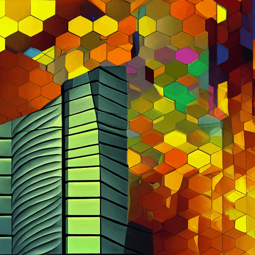 AI generated: hexagon descending a staircase in the style of cubism, insanely intricate oil painting, abstract, ge...