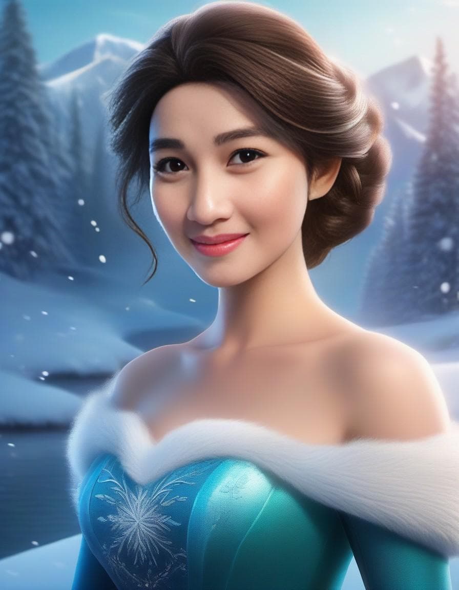 AI generated: Elsa from Disney Live series, (detailed stunning snow environment), cinematic, cover art, full body,...