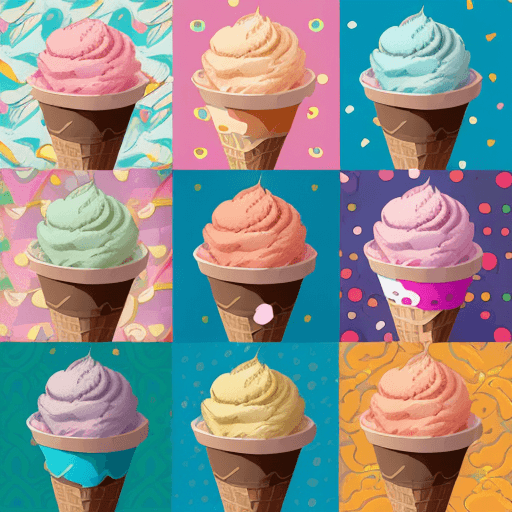 AI generated:  ice cream pattern, vibrant colours, in the style of digital vector art, 6 colours, highly detailed ...