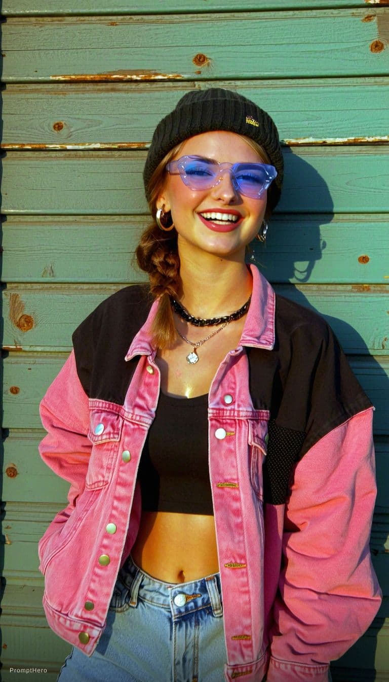 AI generated: Create a realistic photo of a young pretty beautiful woman rocking her new fashion piece and enjoyin...