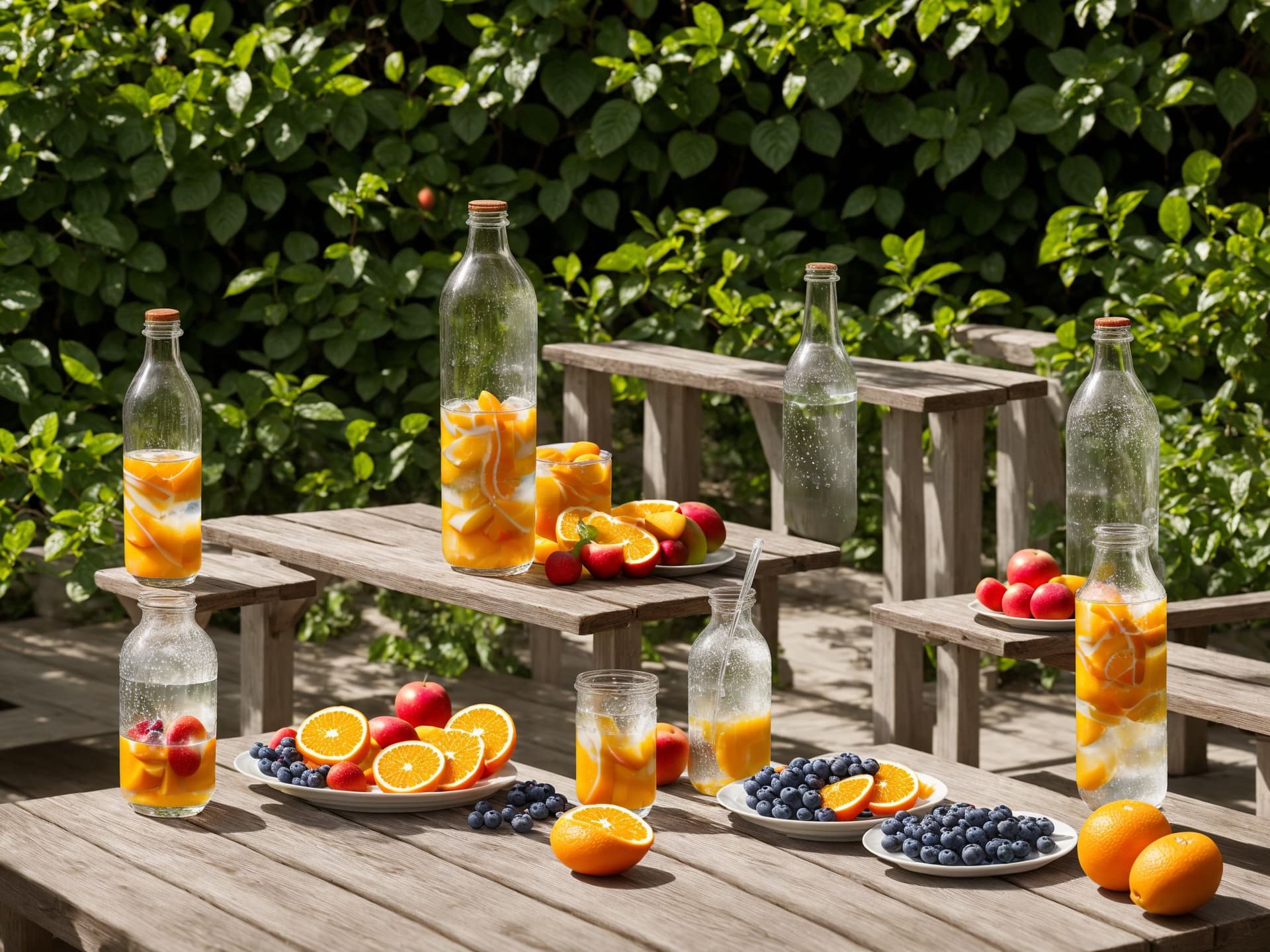 AI generated: Clear long glass bottle filled with water, placed on a picnic table, president donald trump out of f...