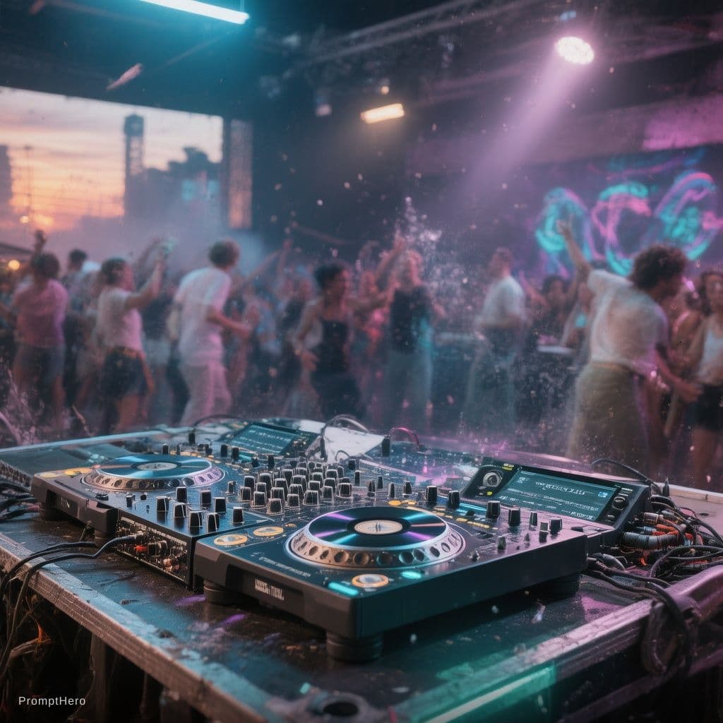 AI generated: MONO MEZCLANDO EN MESA DE DJ