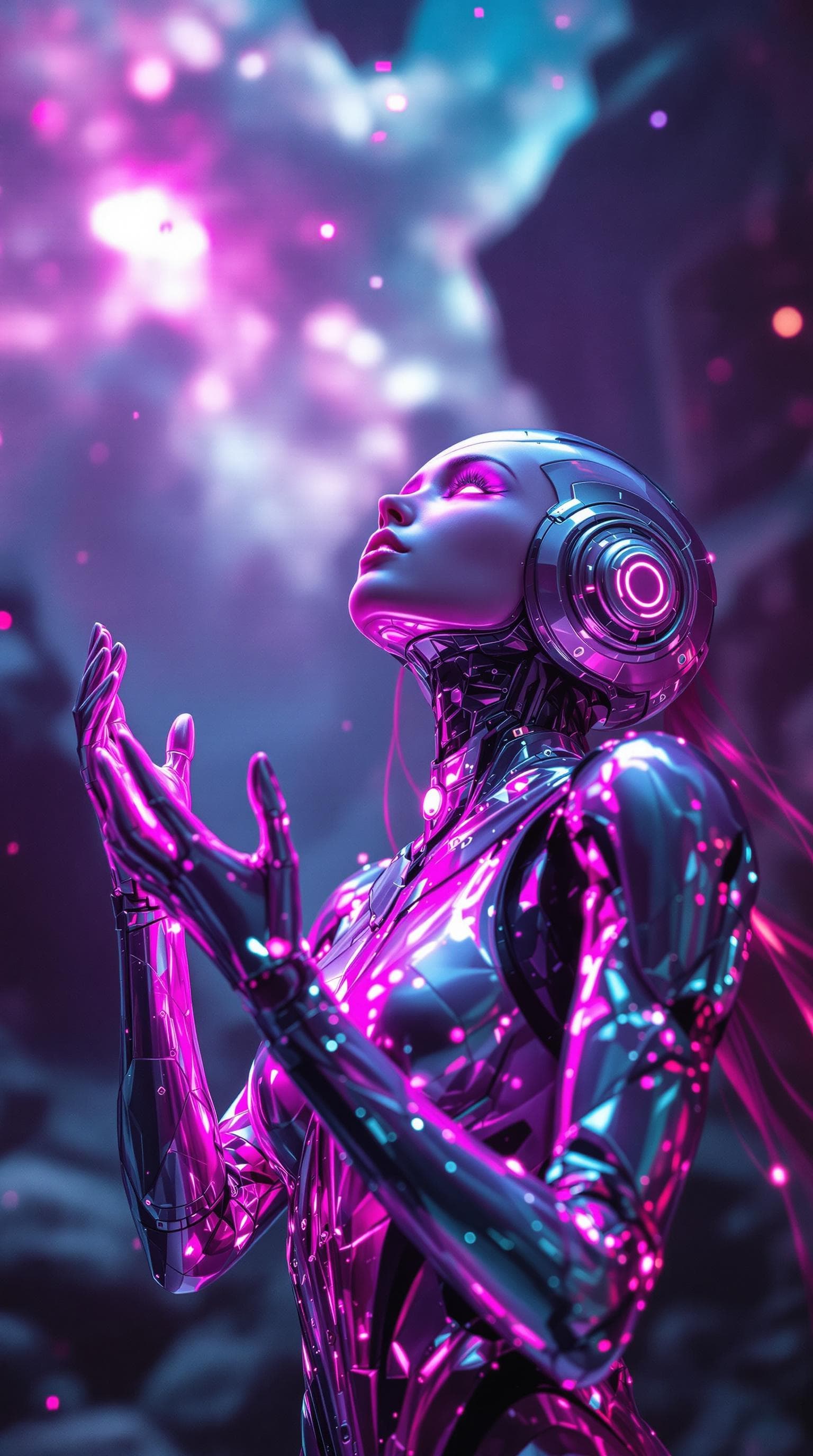 AI generated: a high-resolution image that captures the essence of a dynamic cyborg character in a futuristic sett...