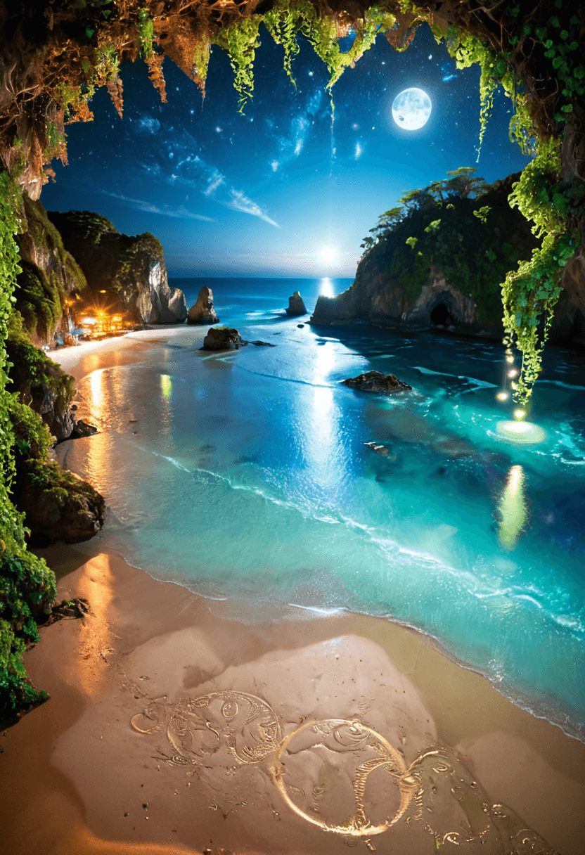 AI generated: Disco-themed <lora:xl_more_art-full_v1:1>,<lora:DreamARTSDXL:1>,A moonlit beach where the sand is a ...