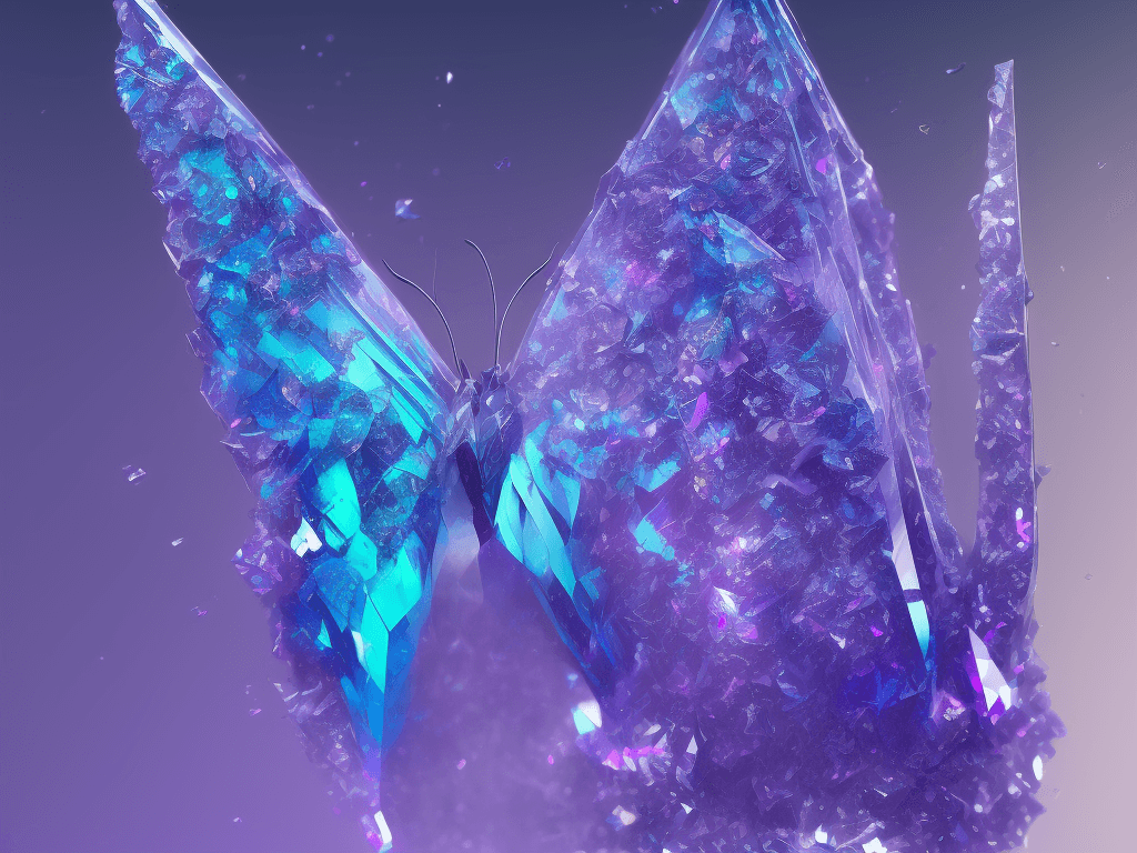 AI generated: mdjrny-v4 style, impressive ominous fine butterfly shattered crystal shard glitch volumetric dynamic...