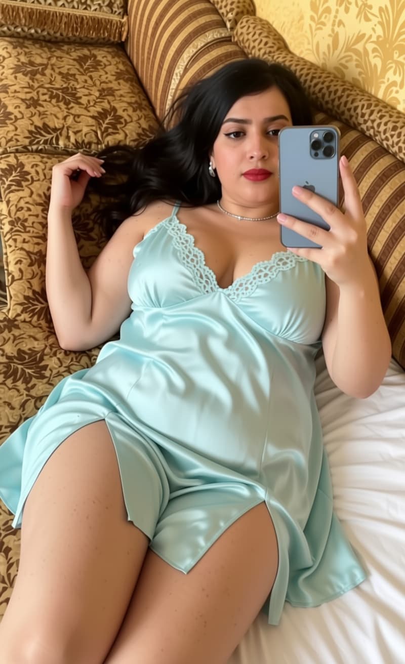 AI generated: Saudi Arabia girl fat chubby show me her armpits hair and hair body on the bed and She wears a light...