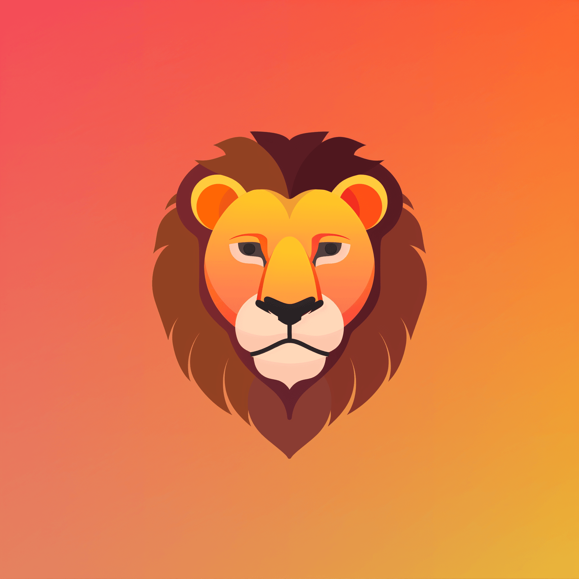 AI generated: a simple vectorised logo of a lion, gradient, flat, vector