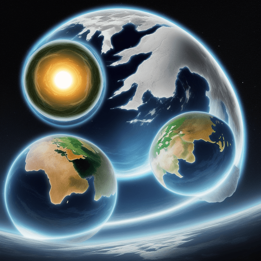 AI generated: Draw two different worlds in the Manga style. Each world looks distinct. In the middle, there is an ...