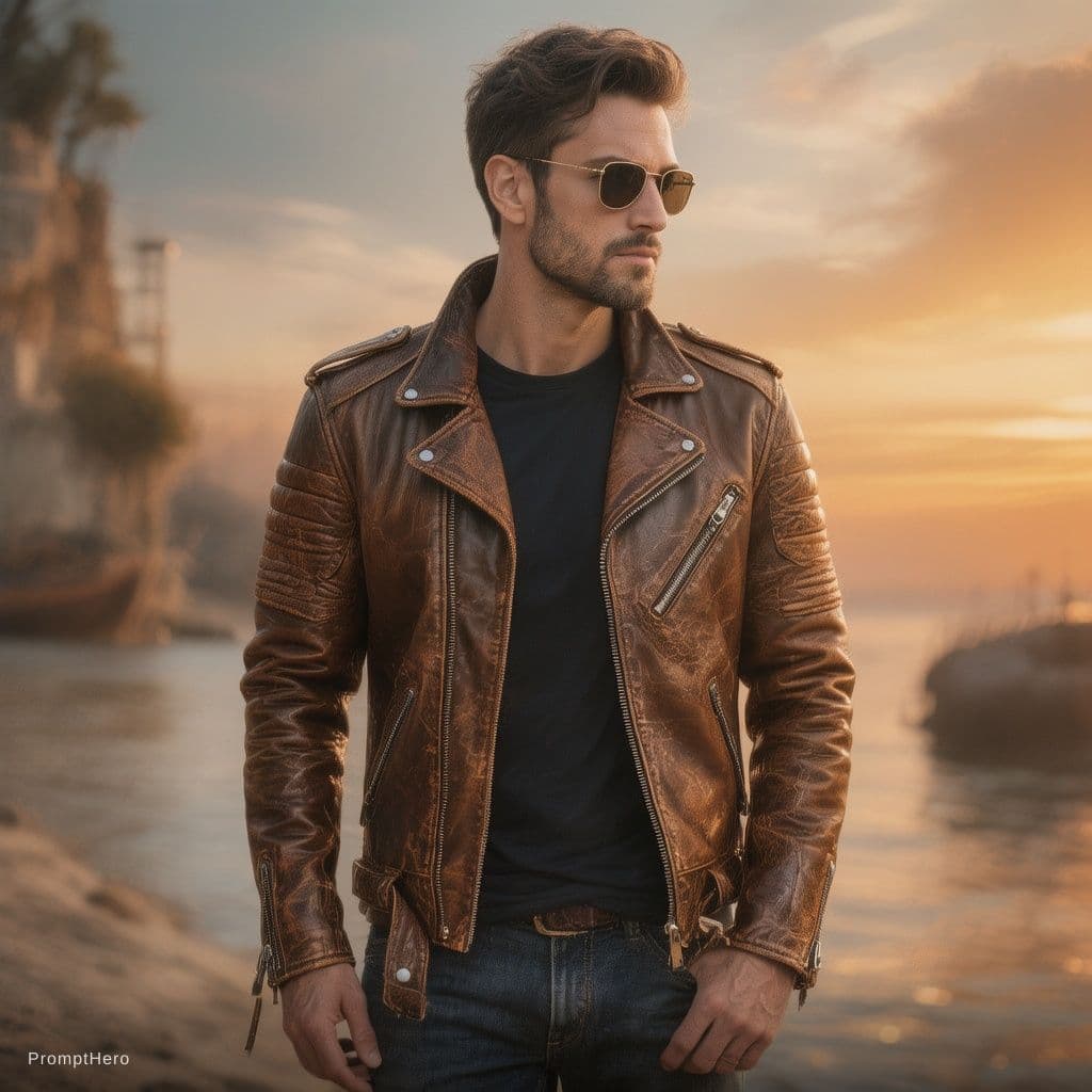 AI generated: create ecommerce website landing page for leather jacket