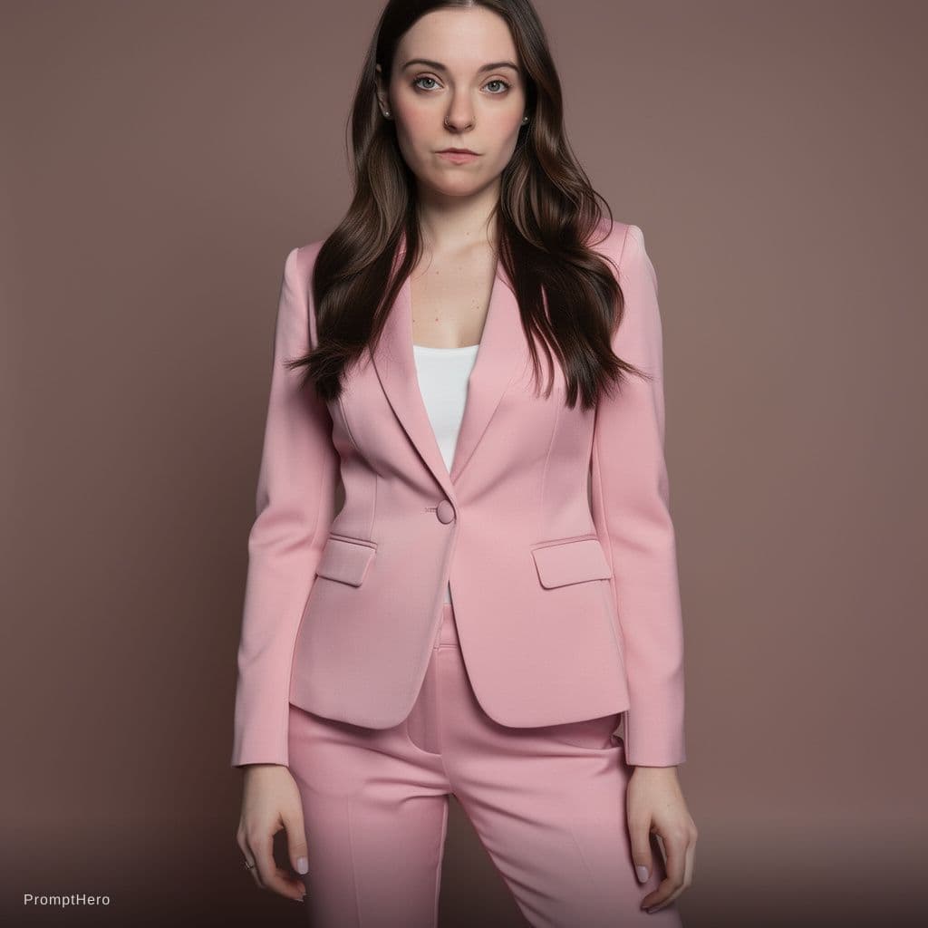 AI generated: Make her but in a very sexy pose high fidelity sexy outfit pink lingerie 