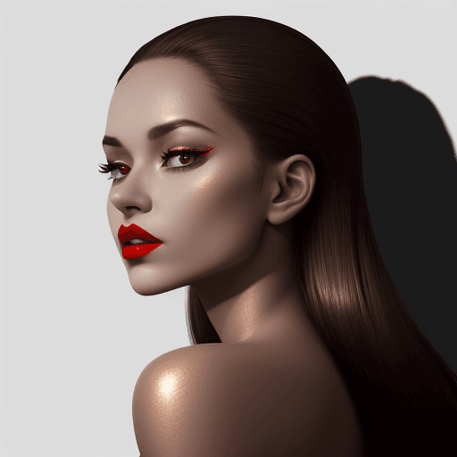 AI generated: back and white photo of a woman with shadow with red lip., in the style of minimalist beauty, light ...