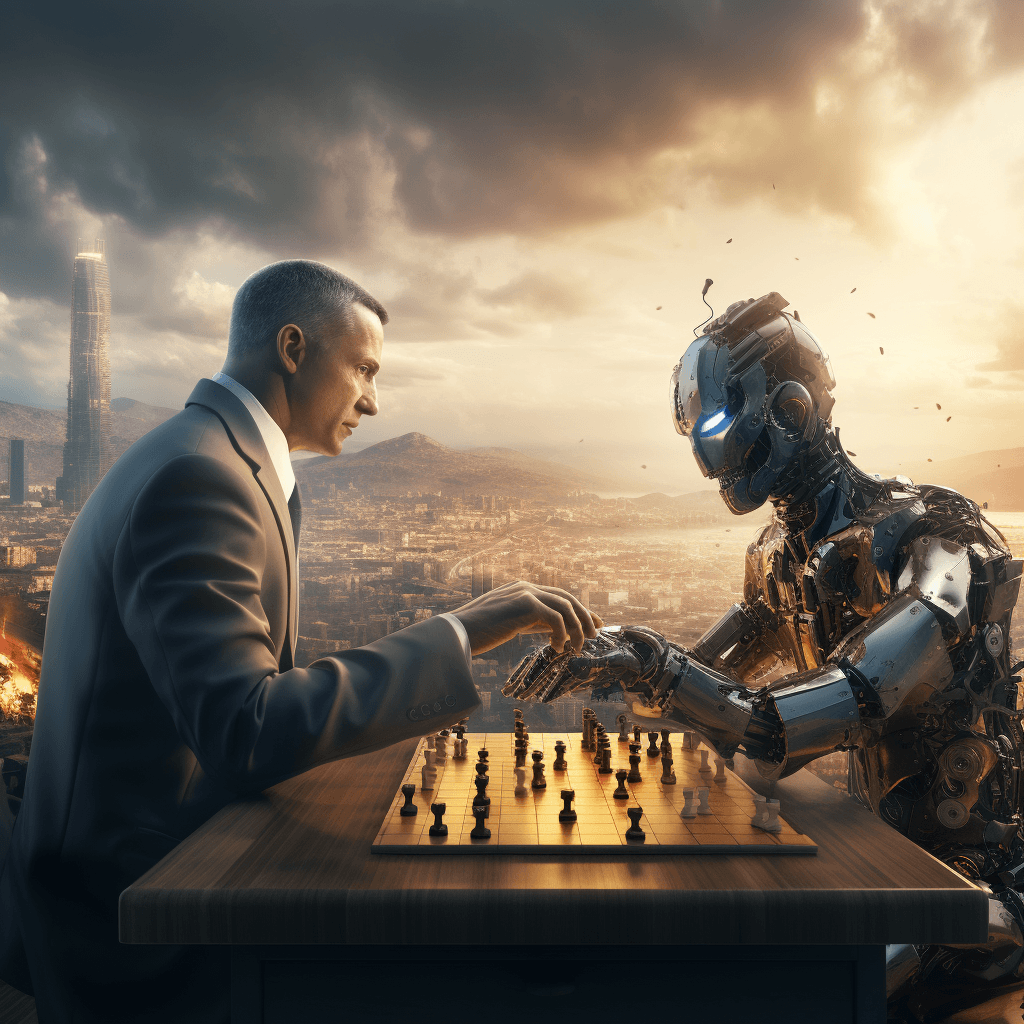 AI generated: draw a conceptual image of success for humans in this AI era